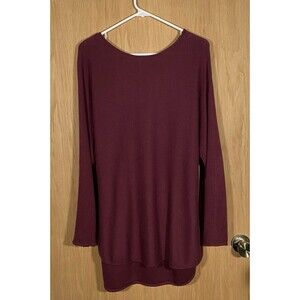 Michael Kors Hi-Lo Hem Sweater Dark Red Gold Back Zip Career Cozy Women's Sz Lg